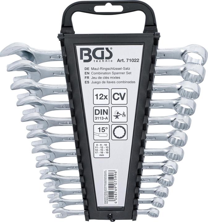 Produktbild BGS Maul-Ringschlüssel-Satz SW 8 - 19 mm 12-tlg. (19 mm, 12 mm, 14 mm, 16 mm, 10  mm, 18 mm, 17 mm, 11 mm, 15 mm, 8 mm, 9 mm, 13 mm)