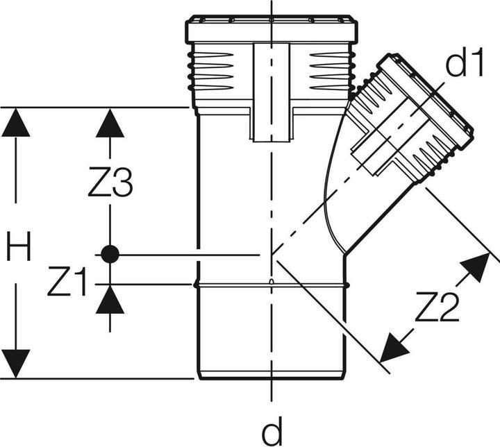 Actual product image Geberit Vertriebs GmbH Silent-PP Abzweig 45Grad, mit Muffen DN50/50