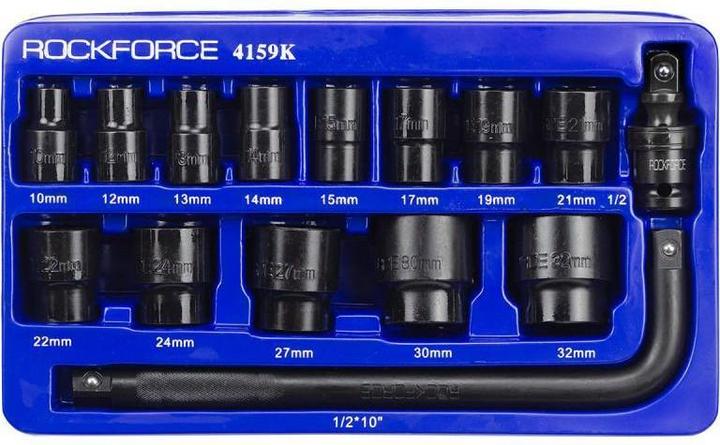 Rockforce Impact Sockets-Set 15 Stück 1/2" 6-Winkel (10-32 mm)