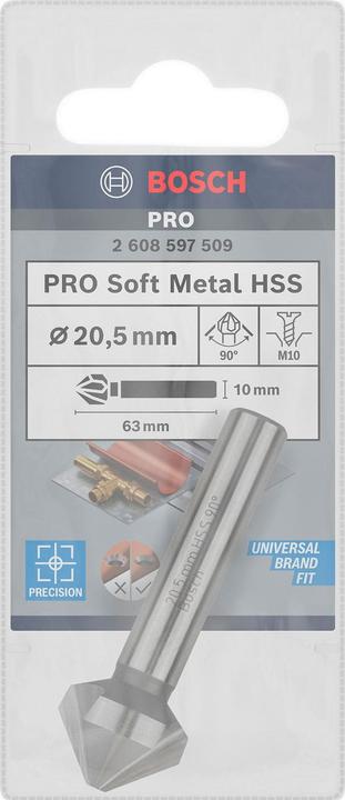 Actual product image Bosch Professional Zubehör PRO Soft Metal HSS countersink, 20.5 x 63 mm, M10 (10 mm)