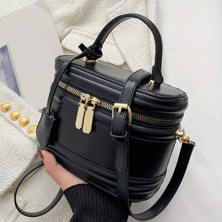 Only-Bags.Store Elegante Messenger Bag, verstellbarer Riemen, Reissverschluss, Polyester gefüttert, Randfarbe