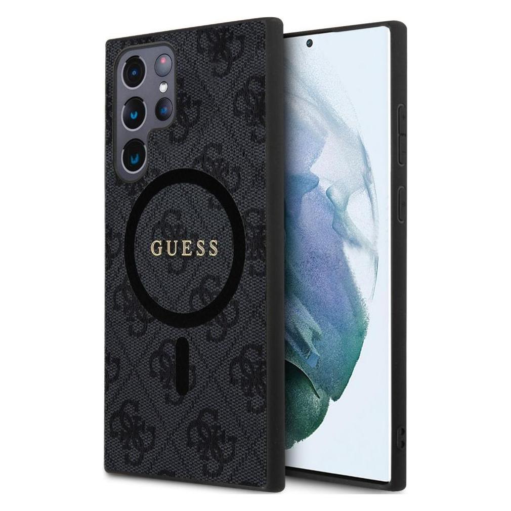 Guess Tasche Für S24 Ultra S928 GUHMS24LG4GFRK Hardcase 4G Collection Leder Metall Logo MagSafe Schwarz (Samsung Galaxy S24 Ultra), Smartphone