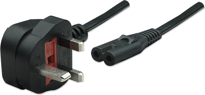 Produktbild EFB Elektronik EFB Netzleitung UK BS1363A-C7 180°,schwarz,1.8m,2x0.75mm (EK498.1,8) (1.80 m)
