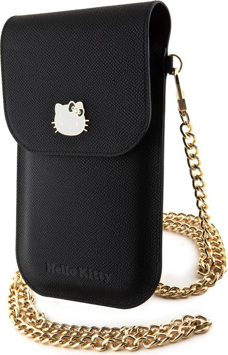 Actual product image Hello Kitty PU Grained Leather Crossbody Case - black (Apple iPhone 16)