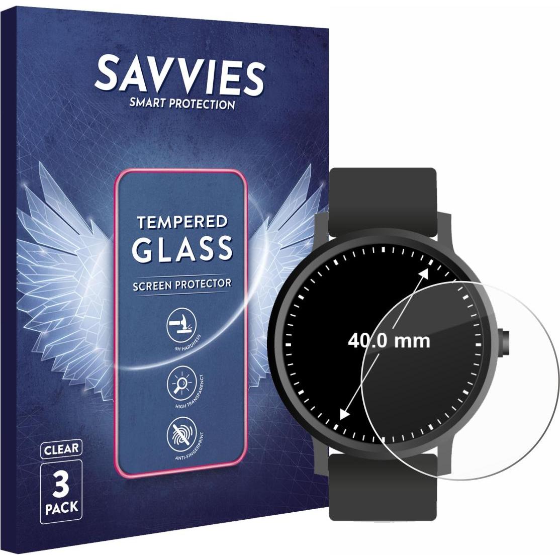 Thumbnail - Savvies Panzerglas Hartglas Displayschutz, Smartwatch Schutzfolie, Transparent