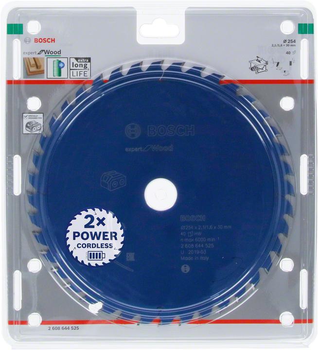 Produktbild Bosch Professional Zubehör Akku-Kreissägeblatt Expert for Wood, 254 x 2,1/1,6 x 30, 40 Zähne