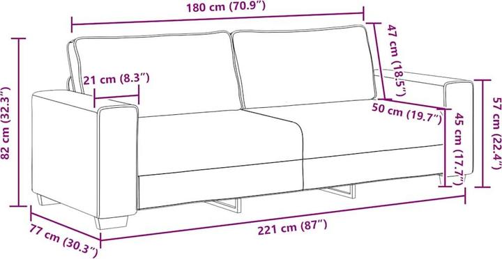 Produktbild vidaXL 3-Sitzer-Sofa (3-Sitzer)
