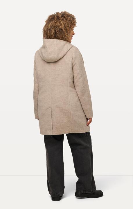 Image du produit Ulla Popken Duffle-coat en laine mélangée, ligne en A avec capuche, manches longues et boutons oblongs (42, 44)