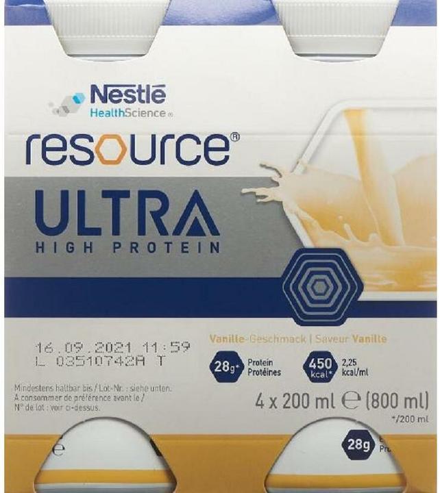Image du produit Nestlé Resource Ultra + Vanille CH 4 Fl 200 ml (Vanille)