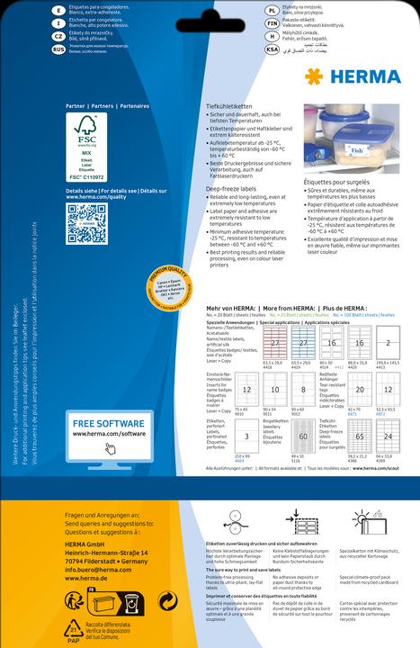 Image du produit Herma Étiquettes de congélation A4