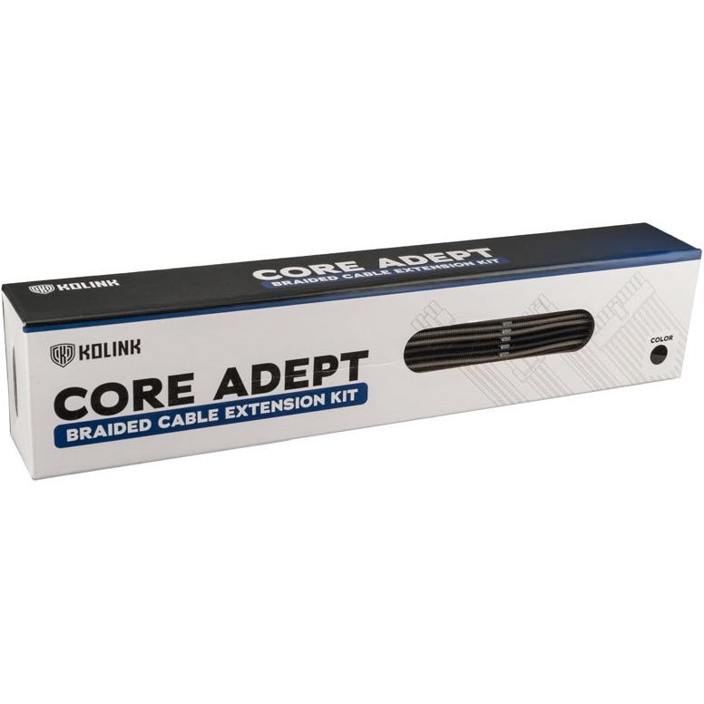 Thumbnail - Kolink Core Adept Braided Cable Extension Kit - Black/Gunmetal, Interne Kabel (PC)