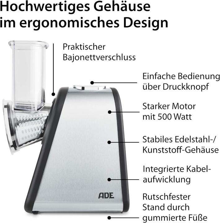 Nährwerte und Zutaten ADE Elektrische Reibe