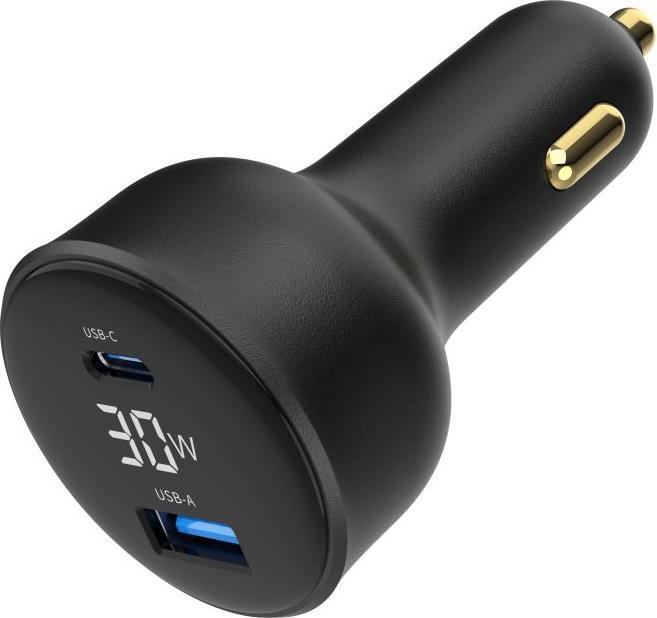 Image du produit Gembird Chargeur Allume Cigare 1x USB-C + 1x USB-A 30W (Noir)