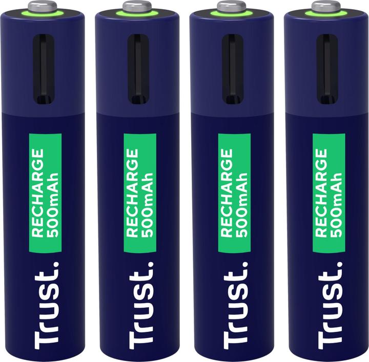 Trust USB-C Rechargeable Batteries 4p (4 Stk., AAA, 500 mAh)