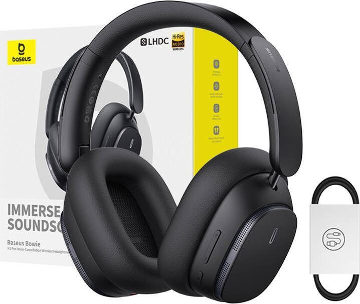 Produktbild Baseus Bowie H1 Wireless Headphones Bluetooth 5.2 (black) (ANC, 80 h, Kabellos)