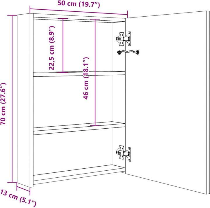 Image du produit vidaXL Armoire de salle de bain (50 x 13 x 70 cm)