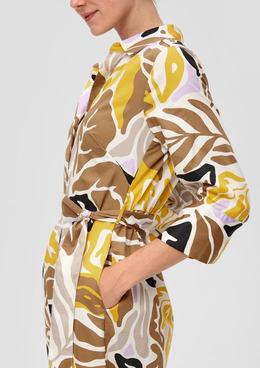 Image du produit s.Oliver Kleid Gemustertes Hemdblusenkleid aus Popeline mit Bindegürtel (36)