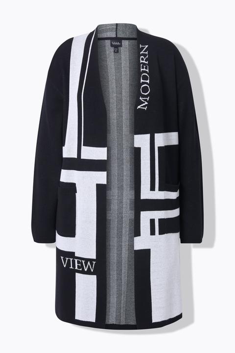 Produktbild Ulla Popken Long-Strickjacke, Jacquardstrick, V-Ausschnitt, Langarm (60)