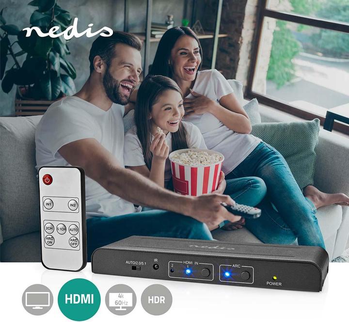 Actual product image Nedis HDMI ™ Extractor | HDMI™ input | TosLink socket / 2x HDMI™ output / 2x RCA / 3.5 mm | Maxim