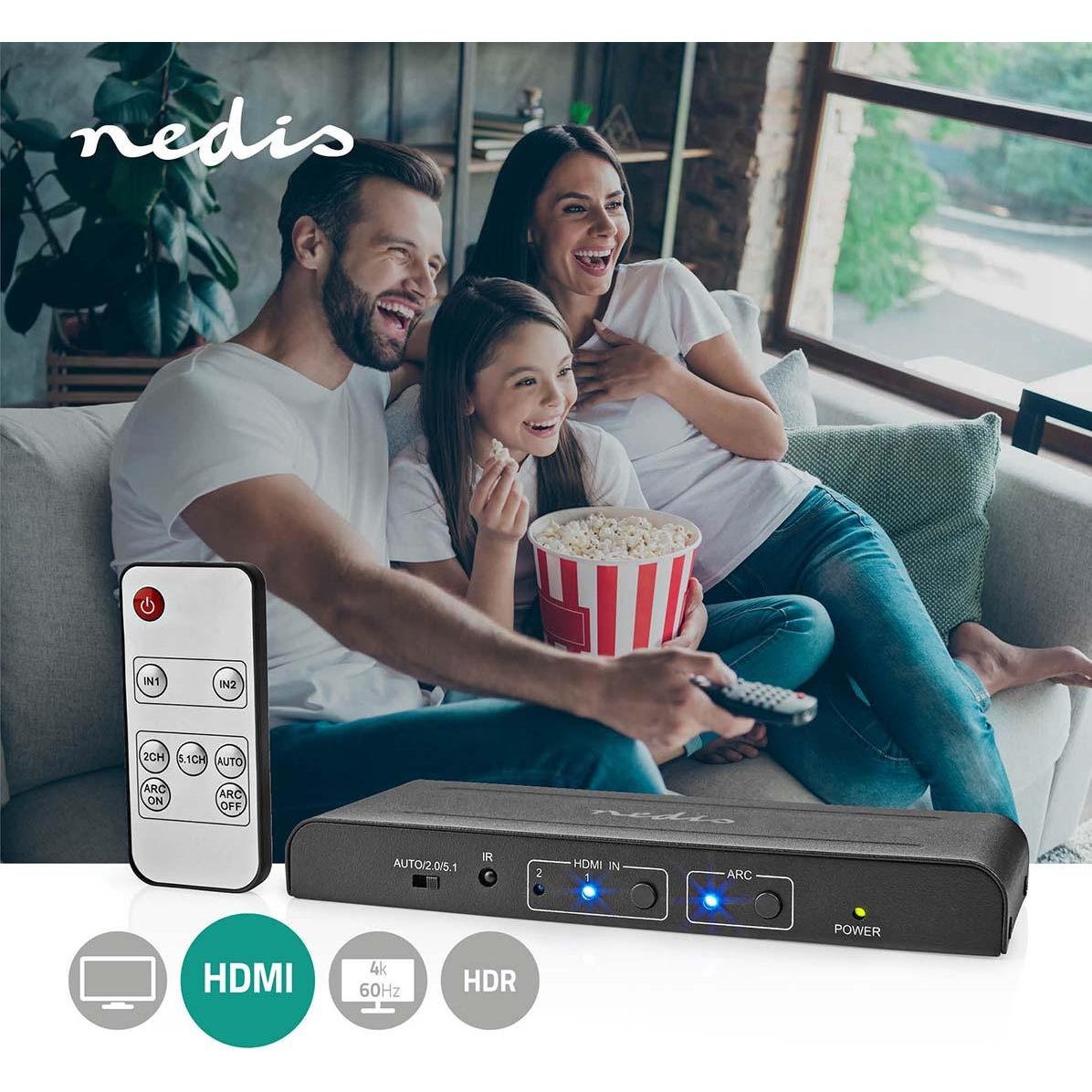 Thumbnail - Nedis HDMI ™ Extractor HDMI™ Eingang TosLink Buchse / 2x HDMI™ Ausgang / 2x RCA / 3.5 mm Maxim (0.07 m, HDMI), Video Kab...
