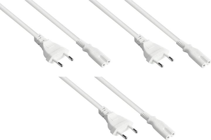 Produktbild Varia Euro-Netzkabel Typ C an C7/Euro 8 Buchse, weiss, 5m, 3er-Set (5 m)