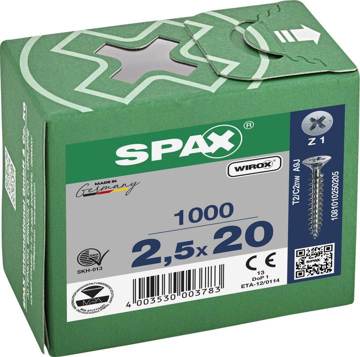 Actual product image Spax Countersunk Head Brake Ribs Cross Recess Z1 Fully Threaded Wirox (1000 Screws per piece)