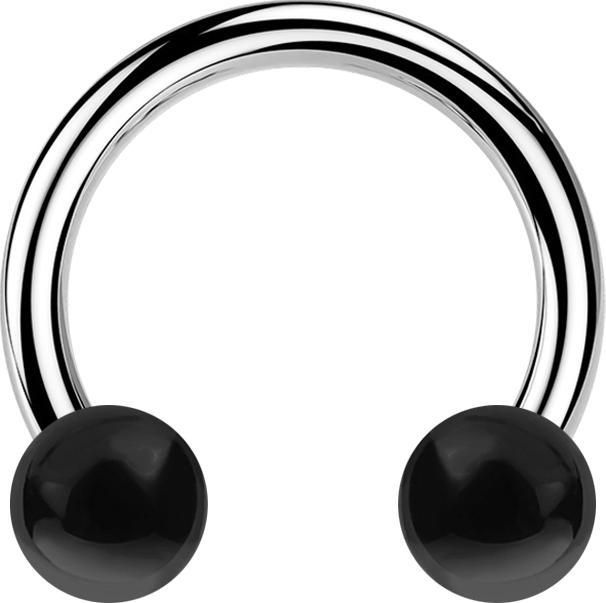 Produktbild Star Piercing Micro Circular Barbell Innengewinde silber mit zwei Kugeln Achat Stein (ohne Messing, Mineralisch, Chirurgenstahl 316L)