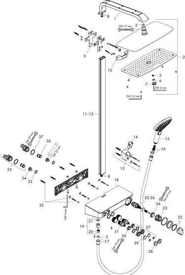 Actual product image hansgrohe Raindance Select E 360 1jet ShowerTablet Showerpipe without EcoSmart, chrome : Color -