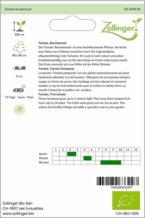 Produktbild Zollinger Bio Tomate, Baumtomate (Samenbomben)