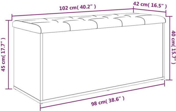 Actual product image VidaXL Bench with storage space brown oak 102x42x45 cm (42 cm)