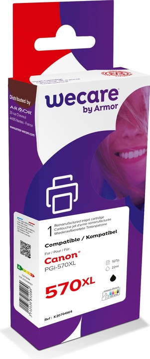 Produktbild Wecare Tinte XL rebuilt schwarz PGI570XLB zu Canon PIXMA MG5750 25ml (BK)