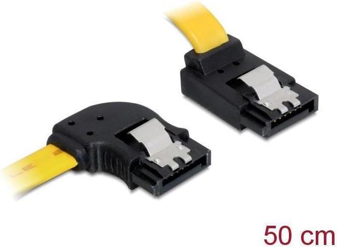 Image du produit Delock Câble SATA-3 : 50cm, clip en métal,jaune (50 cm, SATA III)