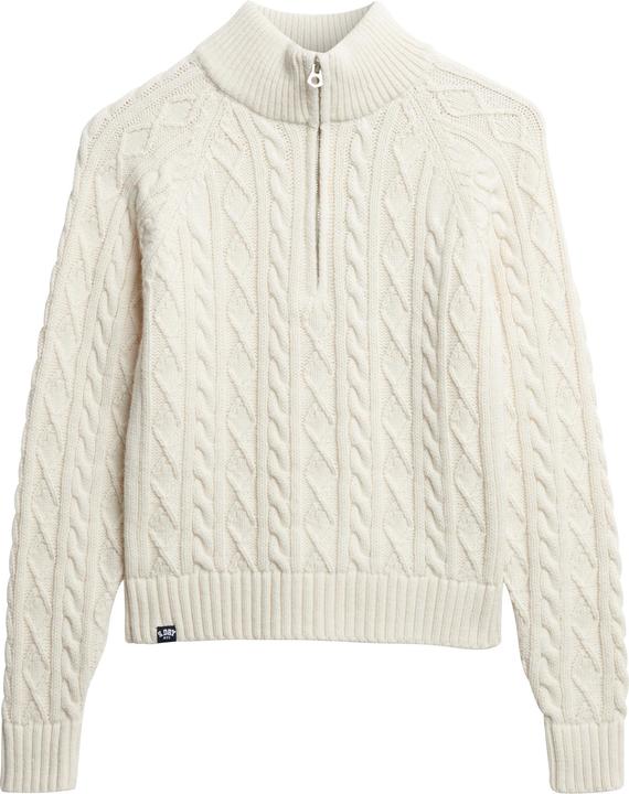 Produktbild Superdry Schmaler Strickpullover mit halbem Reissverschluss und Zopfmuster (XXS)