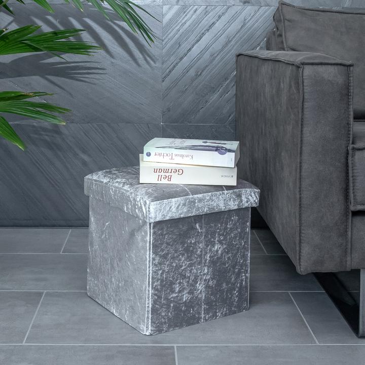 Image du produit Intirilife Siège cube velours bleu-gris