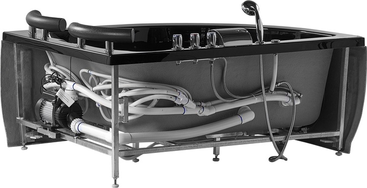 Image du produit Beliani Baignoire balnéo noire modèle d'angle avec LED à gauche 160 x 113 cm PARADISO (427 l, 113 cm)