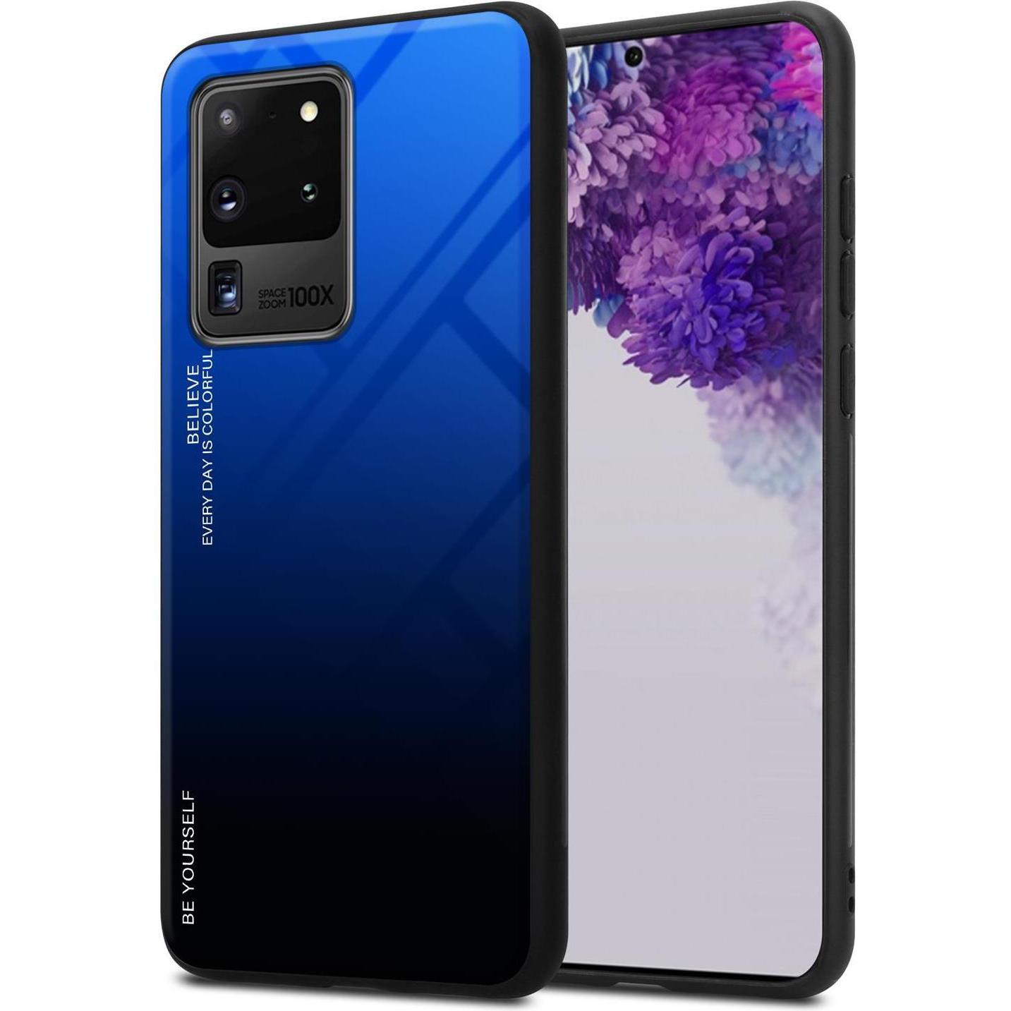 Cadorabo TPU 2 Farben Glas Cover (Samsung Galaxy S20 Ultra), Smartphone Hülle, Schwarz