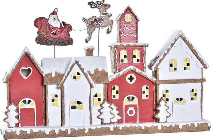 DKD Home Decor Christmas bauble House White Red Resin 41 x 7,5 x 27 cm (1 -teilig)
