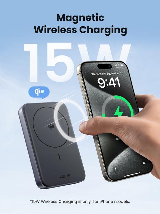 Image du produit Ugreen Magnetic Wireless Power Bank (10000 mAh, 30 W, 37 Wh)
