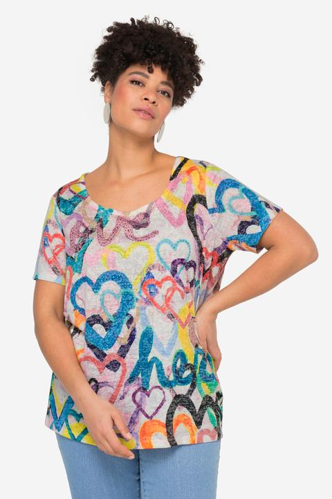 Produktbild Miamoda T-Shirt, Herzmuster, Rundhals, Halbarm (50)