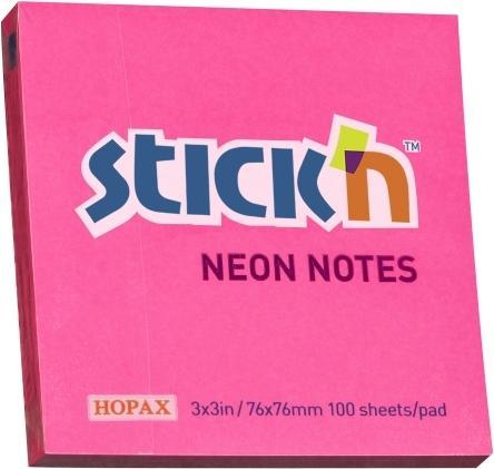 B.N.T. Notes Stick'N NEON rød 76x76mm 100blade - (12 pcs.)