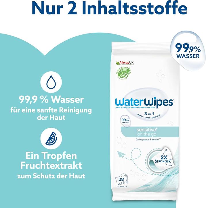 Actual product image WaterWipes Sensitive+ Feuchttücher 8 Pack (8 x 28 pcs.)
