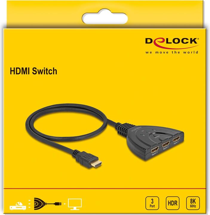 Produktbild Delock HDMI Switch 3 x HDMI in zu 1 x HDMI out 8K 60 Hz mit