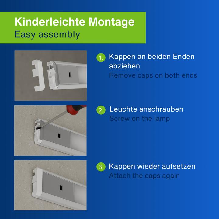 Produktbild REV LED-Unterbauleuchte Alu, 10W, 3000K, 850lm, warmweiss, IP20, 90 cm (850 lm)