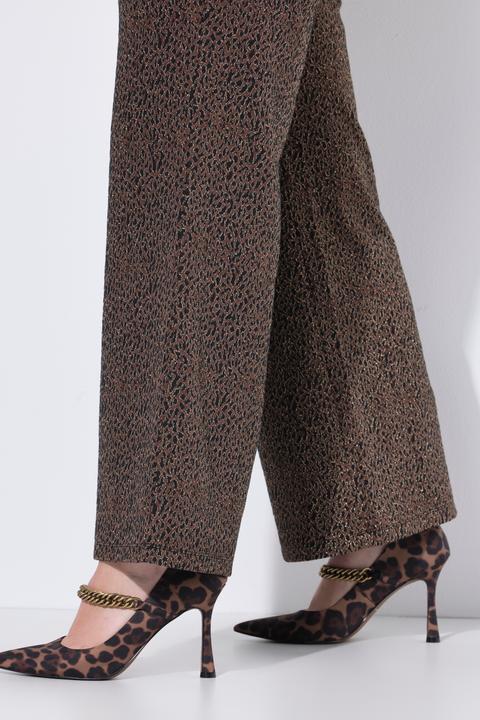 Image du produit Miamoda Pantalon Marlene jambe large, motif léopard et effet métallique (50)