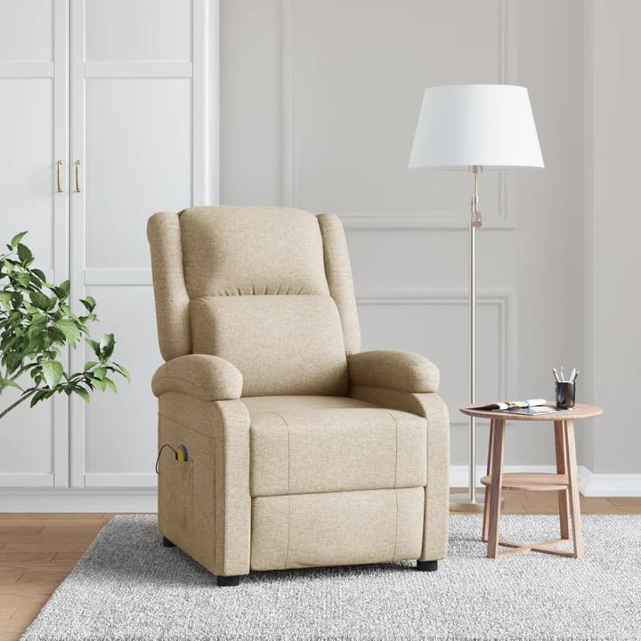 Produktbild VidaXL Massagesessel Fernsehsessel Relaxsessel Sessel Liegesessel Creme Stoff