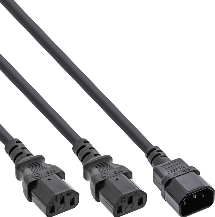 Actual product image InLine Y-distributor cable, 1x IEC plug to 2x IEC socket (1.80 m, IEC 309)