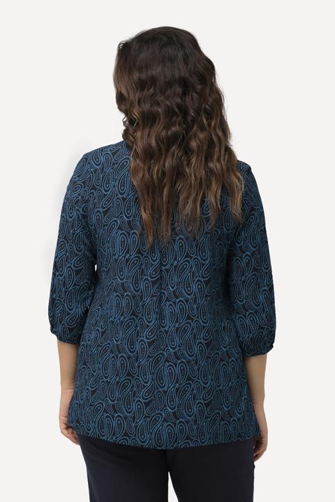 Actual product image Ulla Popken Smocked 3/4 Sleeve Paisley Blouse (46, 48)