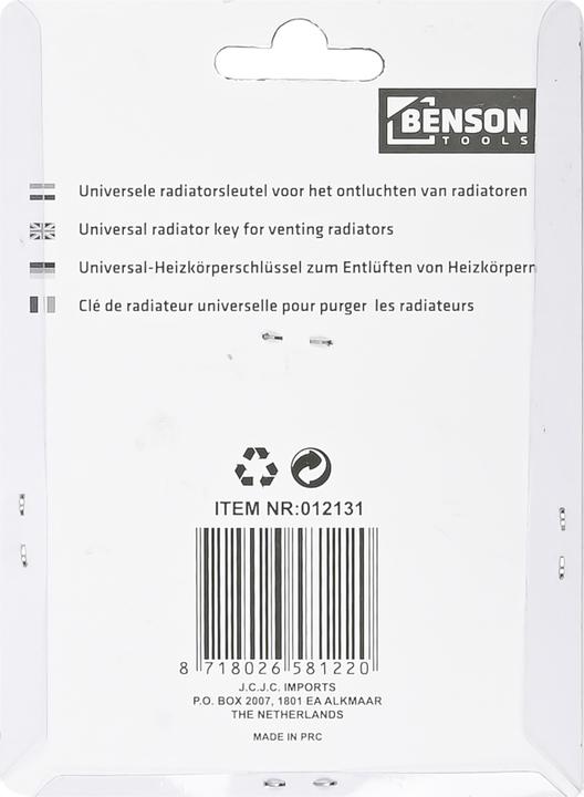 Image du produit Benson Clé de purge de radiateur 2 pcs