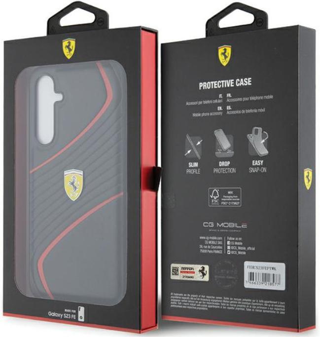 Actual product image Ferrari FEHCS23FEPTWK S23 FE S711 czarny/black hardcase Twist Metal Logo (Samsung Galaxy S23 FE)