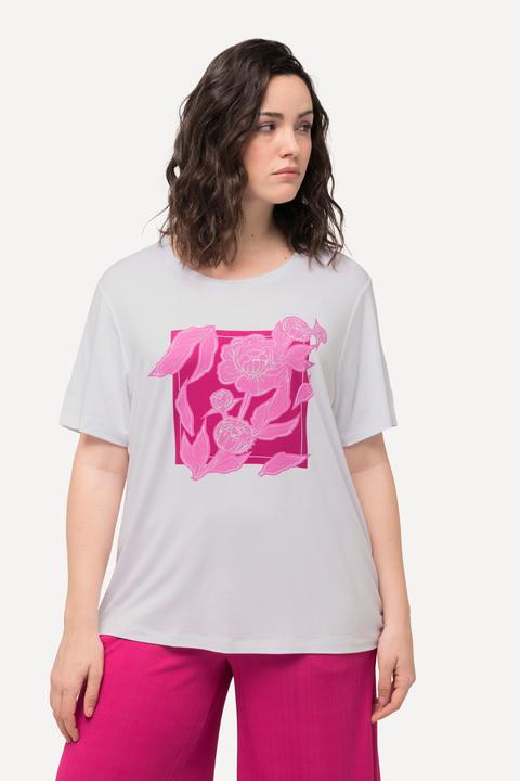 Produktbild Ulla Popken T-Shirt, Blume, Ziersteine, Rundhals, Halbarm (42, 44)